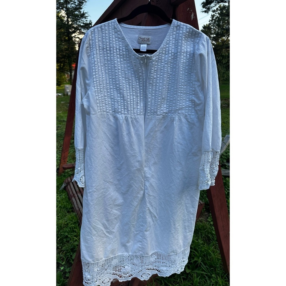 Casual Moments White Textured long sleeve dress